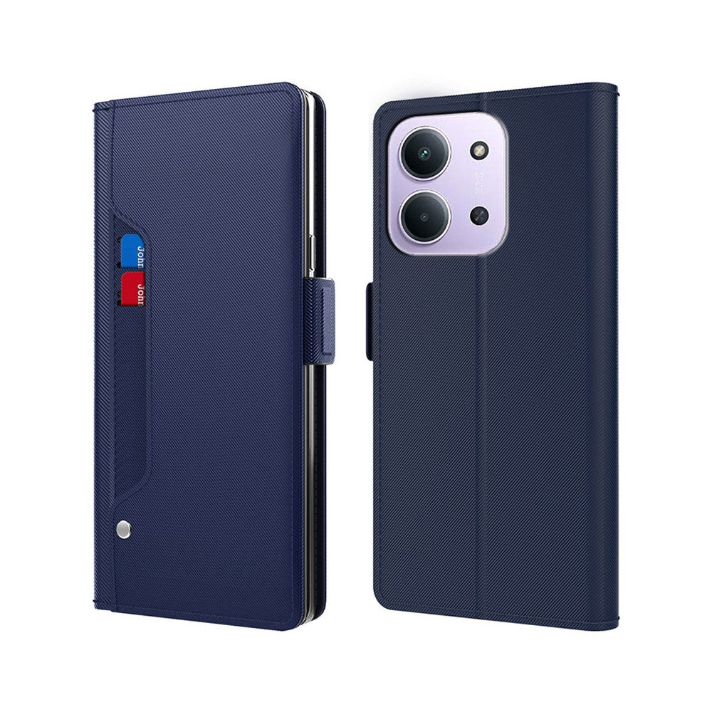 For Xiaomi Redmi 15C 4G (Global) (171mm) / Poco C85 4G (171mm) Case Stand PU Leather Phone Cover Card Holder Mirror