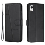 For Samsung Galaxy A23e / A23s Stitching PU Leather Stand Case Shockproof Wallet Inner TPU Phone Cover with Strap