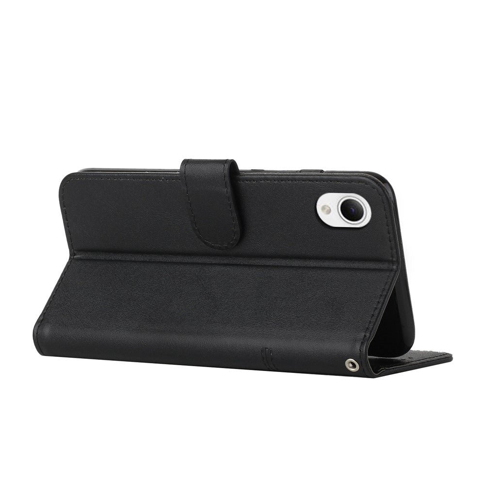 For Samsung Galaxy A23e / A23s Stitching PU Leather Stand Case Shockproof Wallet Inner TPU Phone Cover with Strap