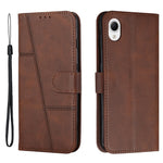 For Samsung Galaxy A23e / A23s Stitching PU Leather Stand Case Shockproof Wallet Inner TPU Phone Cover with Strap