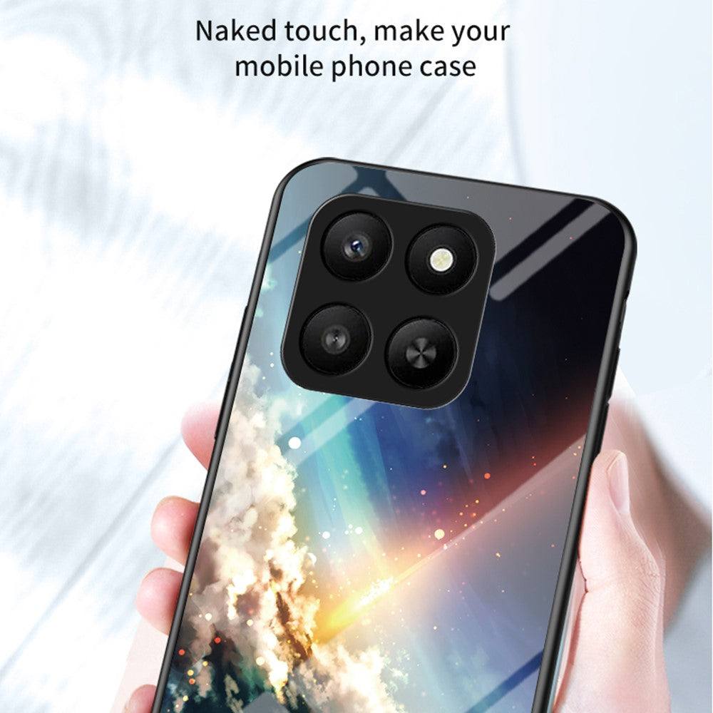 For Honor 400 Smart 5G / X7d 4G cover Stjernehimmel Mønster Hærdet Glas Telefoncover