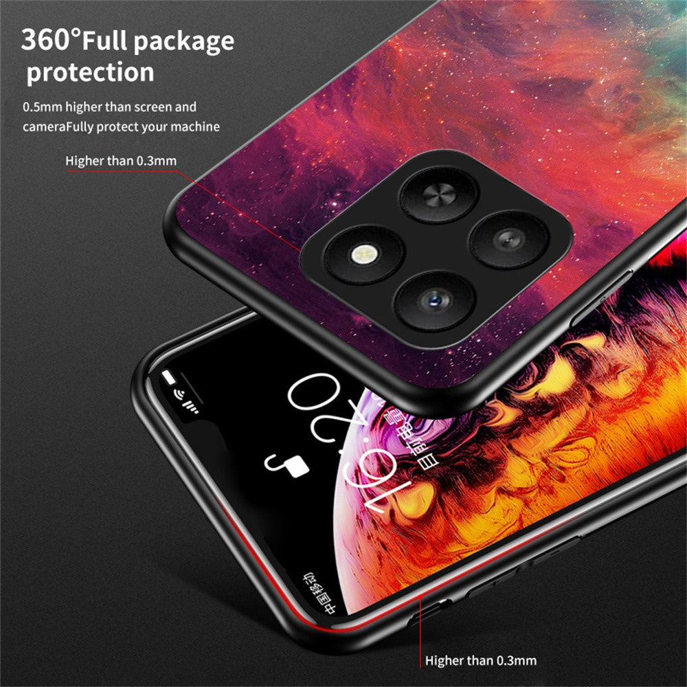 For Honor 400 Smart 5G / X7d 4G cover Stjernehimmel Mønster Hærdet Glas Telefoncover