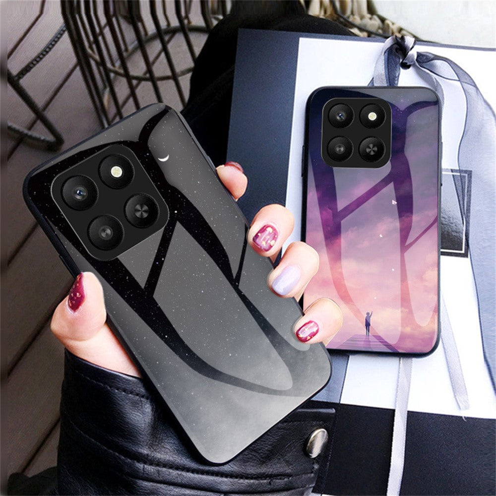For Honor 400 Smart 5G / X7d 4G cover Stjernehimmel Mønster Hærdet Glas Telefoncover
