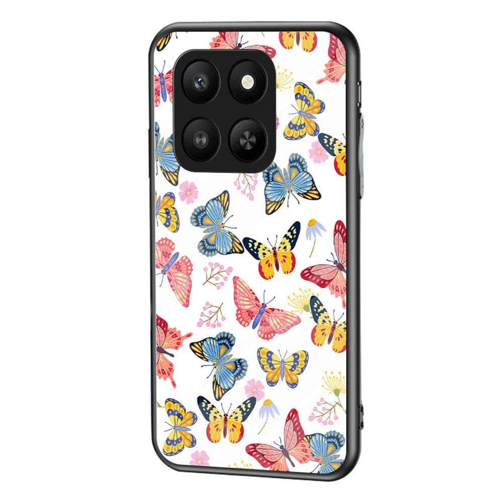 For Honor 400 Smart 5G / X7d 4G Case Butterfly Pattern TPU + Tempered Glass Protective Phone Cover