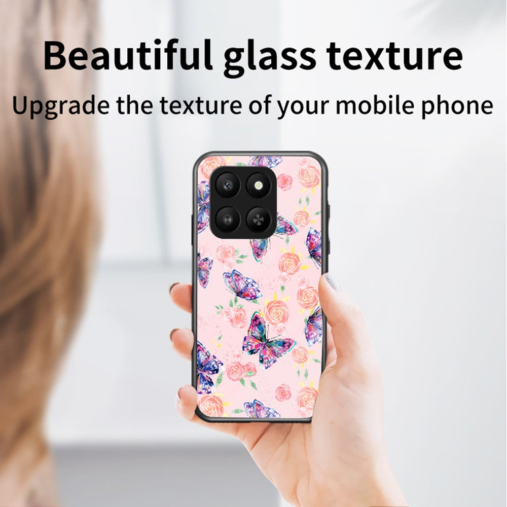 For Honor 400 Smart 5G / X7d 4G Case Butterfly Pattern TPU + Tempered Glass Protective Phone Cover