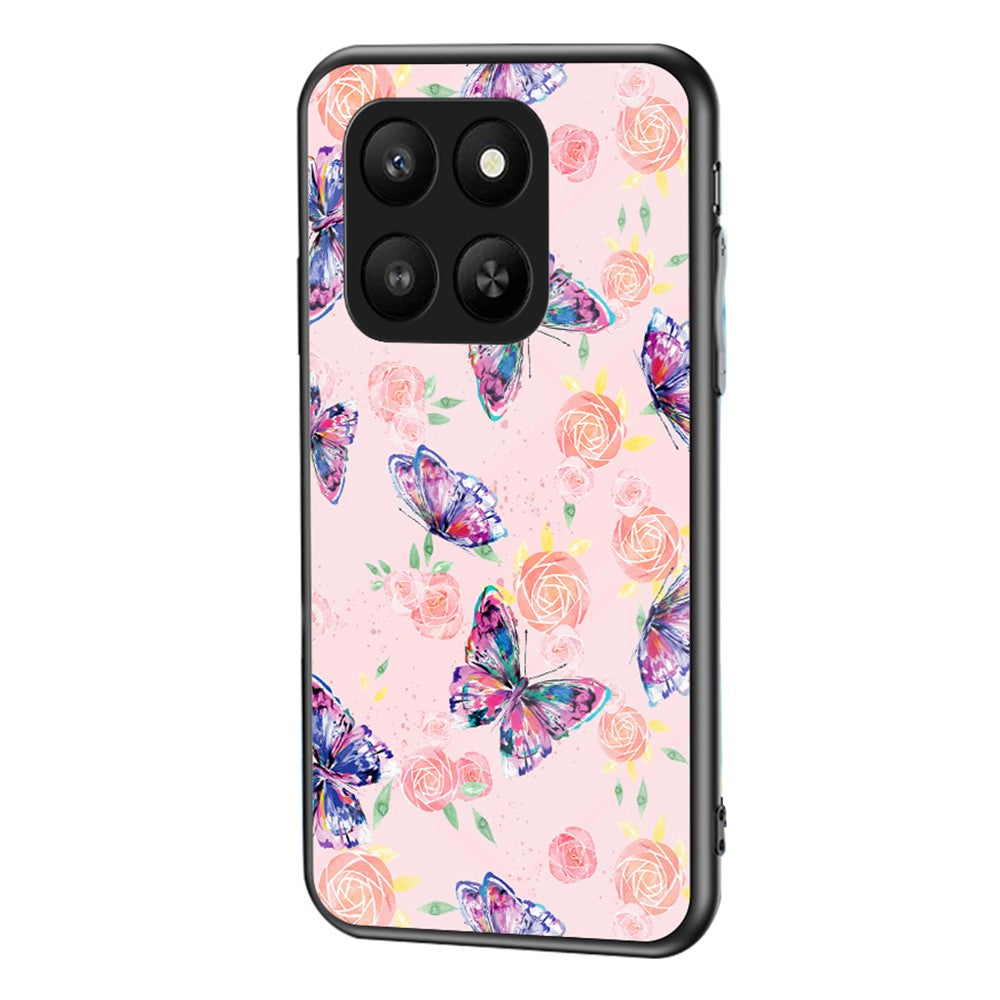 For Honor 400 Smart 5G / X7d 4G Case Butterfly Pattern TPU + Tempered Glass Protective Phone Cover