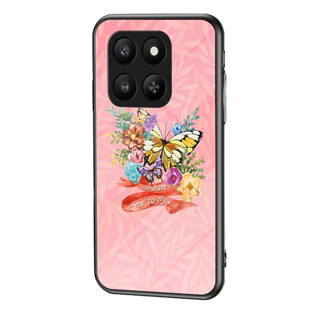 For Honor 400 Smart 5G / X7d 4G Case Butterfly Pattern TPU + Tempered Glass Protective Phone Cover