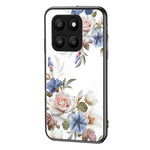 For Honor 400 Smart 5G / X7d 4G Case Floral Pattern TPU + Tempered Glass Protective Phone Cover