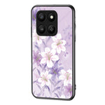 For Honor 400 Smart 5G / X7d 4G Case Floral Pattern TPU + Tempered Glass Protective Phone Cover
