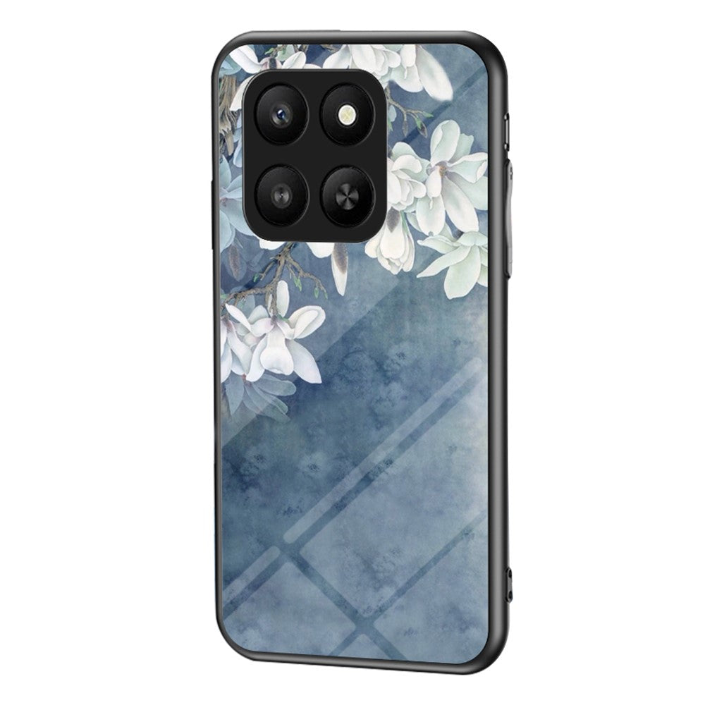 For Honor 400 Smart 5G / X7d 4G Case Floral Pattern TPU + Tempered Glass Protective Phone Cover