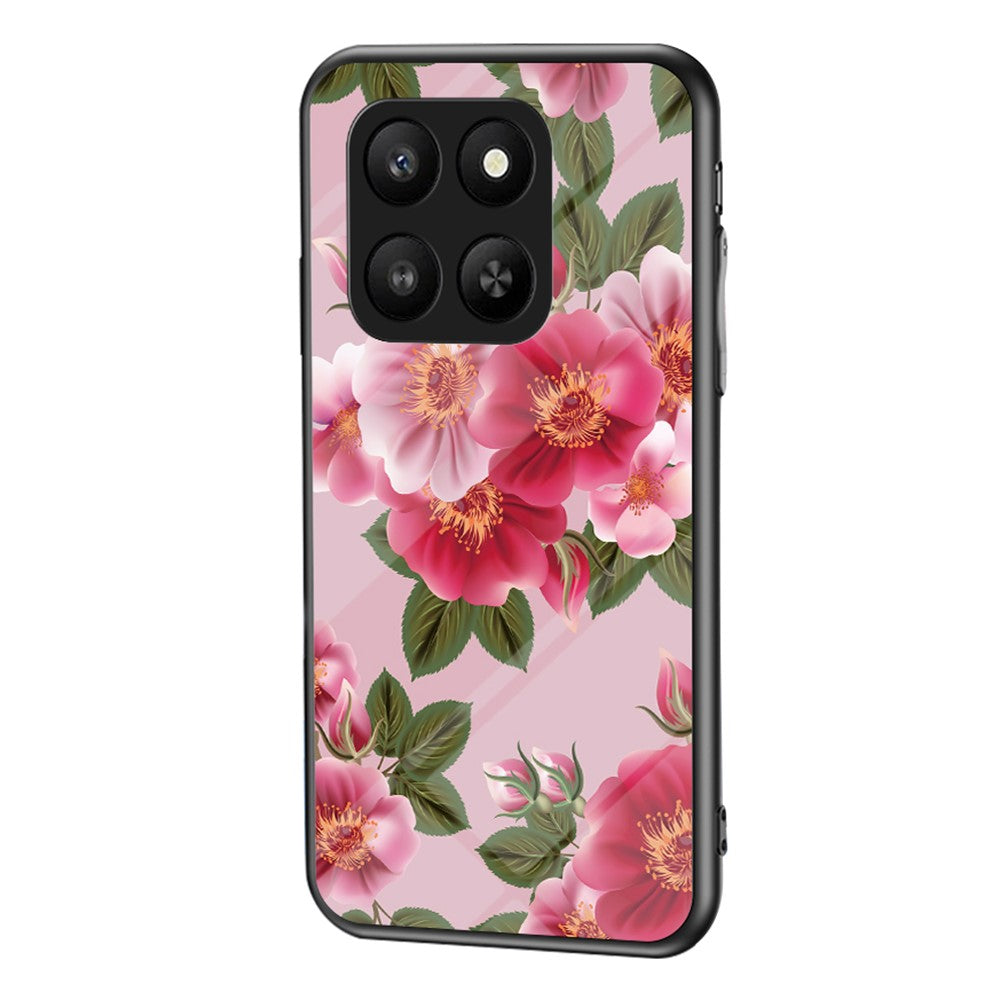 For Honor 400 Smart 5G / X7d 4G Case Floral Pattern TPU + Tempered Glass Protective Phone Cover