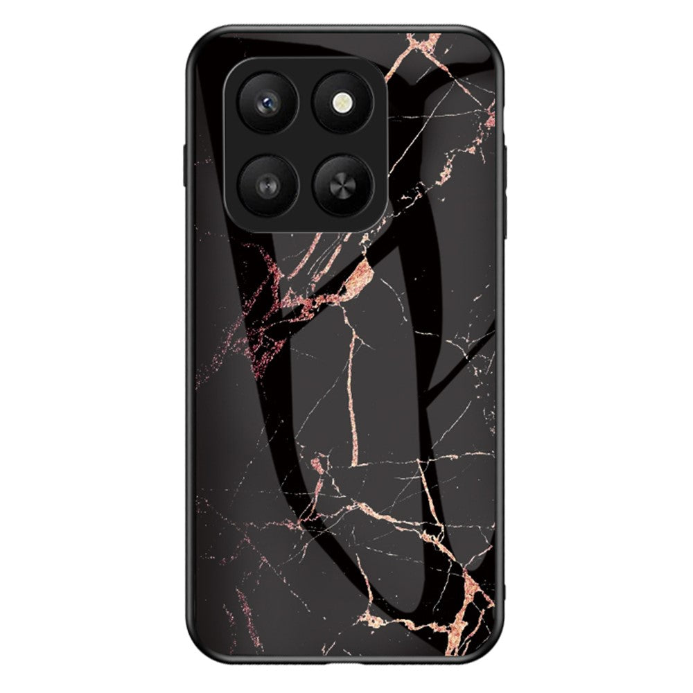 Case for Honor 400 Smart 5G / 400 Smart 4G / X7d 4G Marble Pattern Tempered Glass+PC+TPU Protective Phone Cover