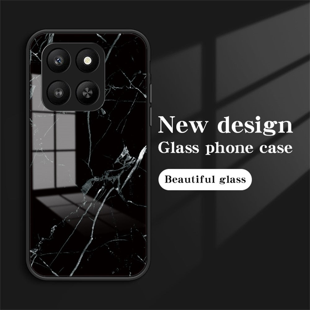 Case for Honor 400 Smart 5G / 400 Smart 4G / X7d 4G Marble Pattern Tempered Glass+PC+TPU Protective Phone Cover