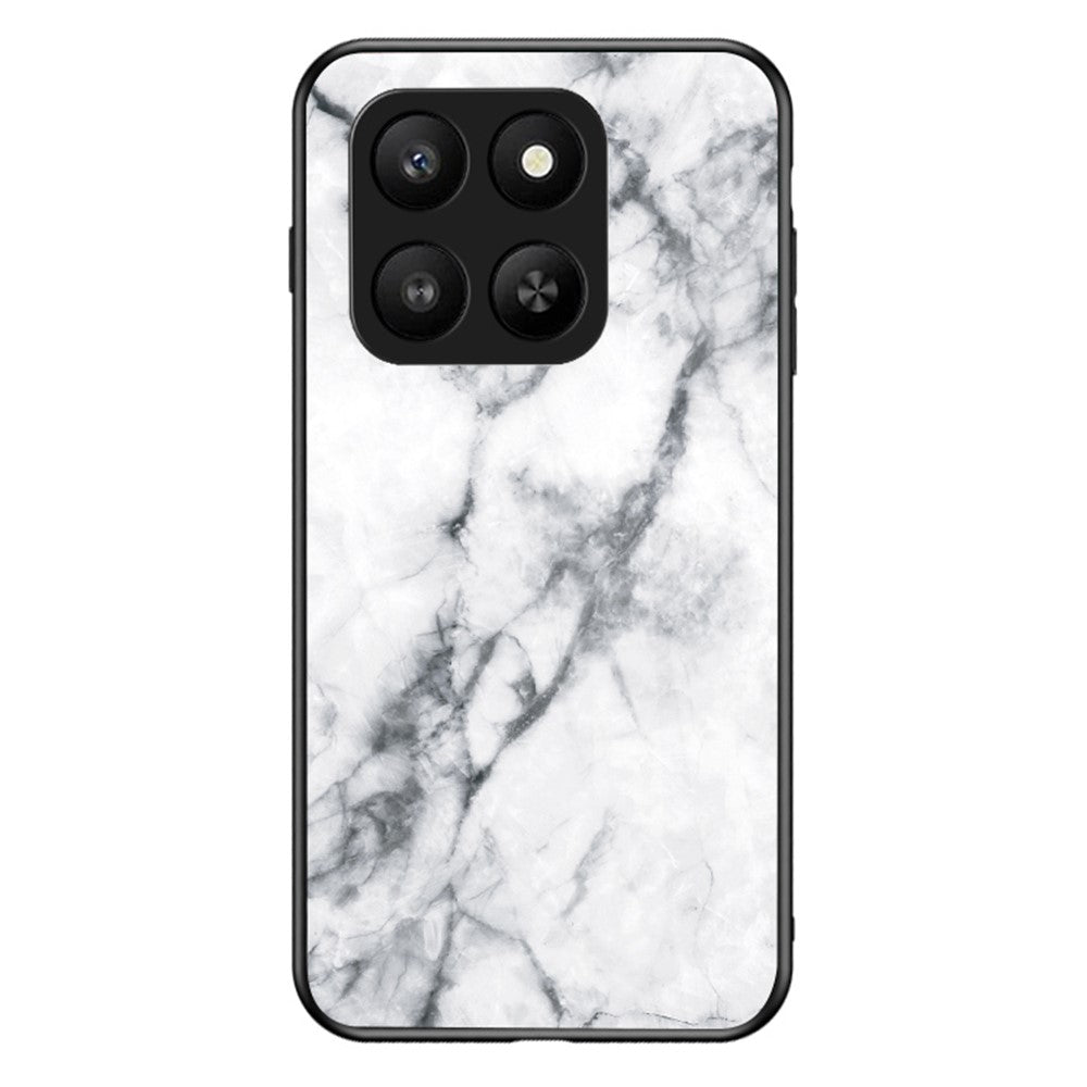 Case for Honor 400 Smart 5G / 400 Smart 4G / X7d 4G Marble Pattern Tempered Glass+PC+TPU Protective Phone Cover
