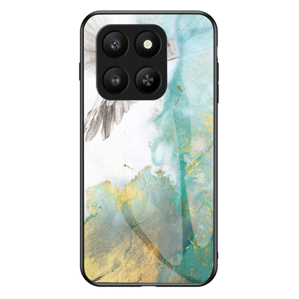 Case for Honor 400 Smart 5G / 400 Smart 4G / X7d 4G Marble Pattern Tempered Glass+PC+TPU Protective Phone Cover