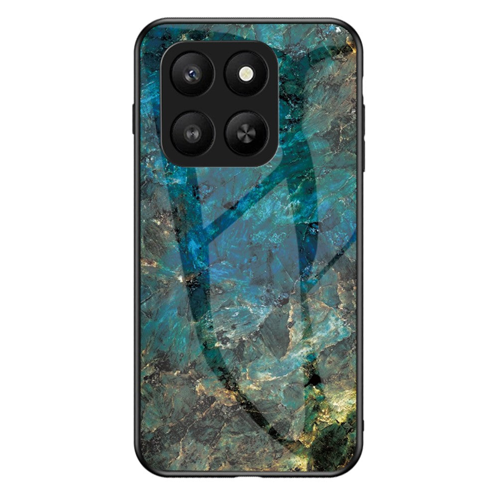 Case for Honor 400 Smart 5G / 400 Smart 4G / X7d 4G Marble Pattern Tempered Glass+PC+TPU Protective Phone Cover