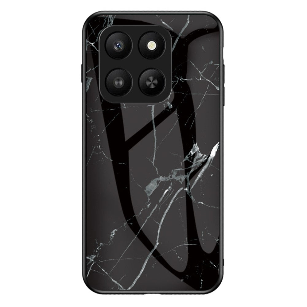 Case for Honor 400 Smart 5G / 400 Smart 4G / X7d 4G Marble Pattern Tempered Glass+PC+TPU Protective Phone Cover