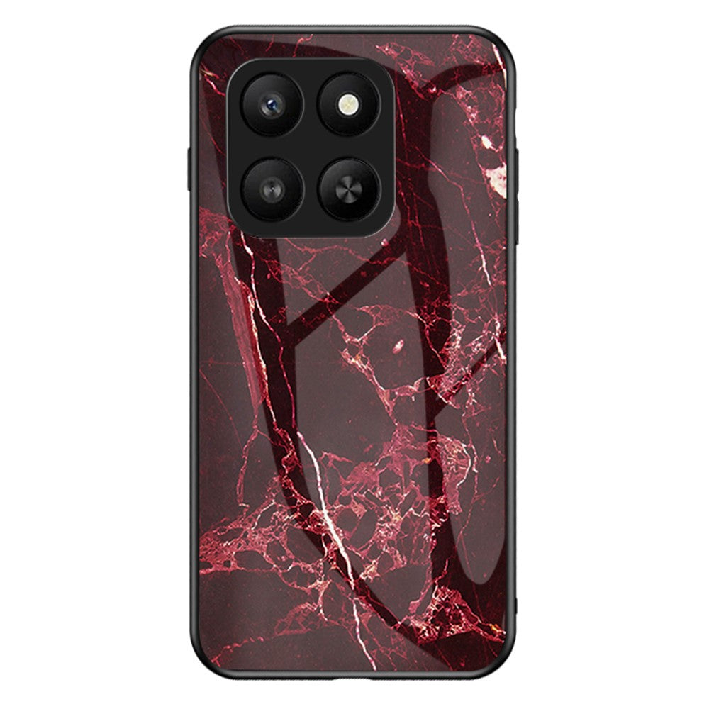 Case for Honor 400 Smart 5G / 400 Smart 4G / X7d 4G Marble Pattern Tempered Glass+PC+TPU Protective Phone Cover