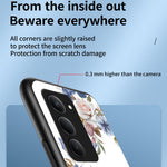 For Xiaomi Redmi 15 4G (EU) (171mm) Case Floral Pattern TPU + Tempered Glass Protective Phone Cover