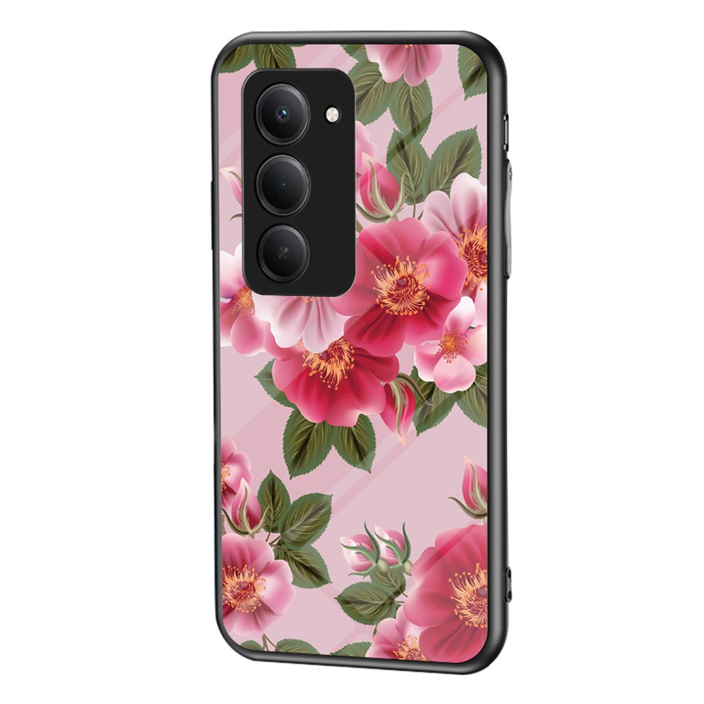 For Xiaomi Redmi 15 4G (EU) (171mm) Case Floral Pattern TPU + Tempered Glass Protective Phone Cover