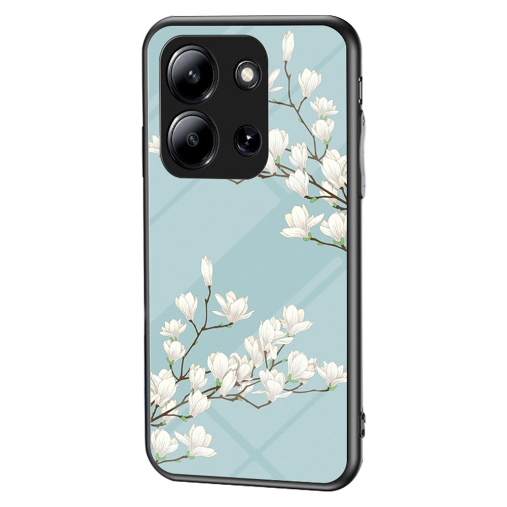 For Xiaomi Redmi 15C 4G (Global) (171mm) / Poco C85 4G (171mm) Case Floral Pattern TPU + Tempered Glass Protective Phone Cover