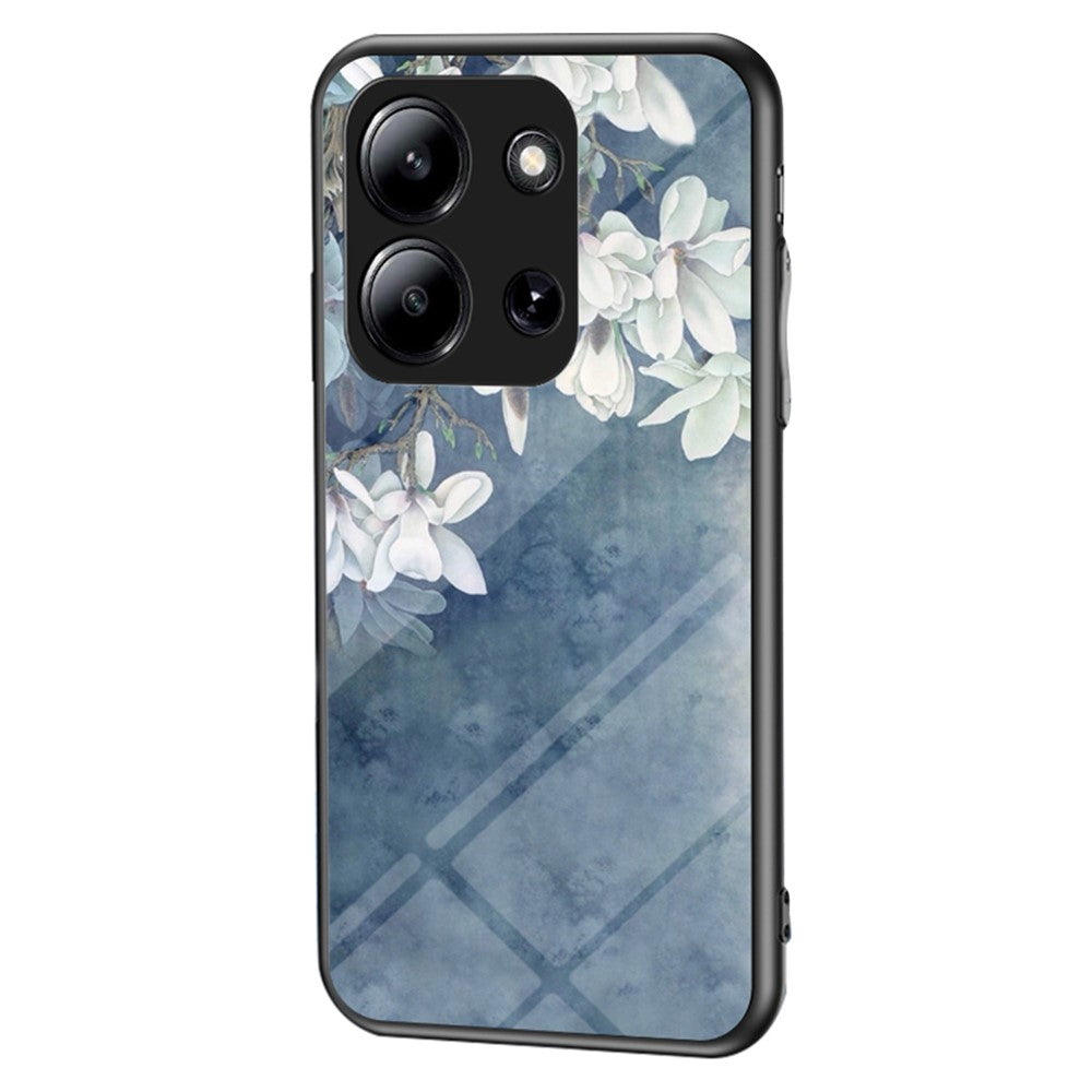 For Xiaomi Redmi 15C 4G (Global) (171mm) / Poco C85 4G (171mm) Case Floral Pattern TPU + Tempered Glass Protective Phone Cover