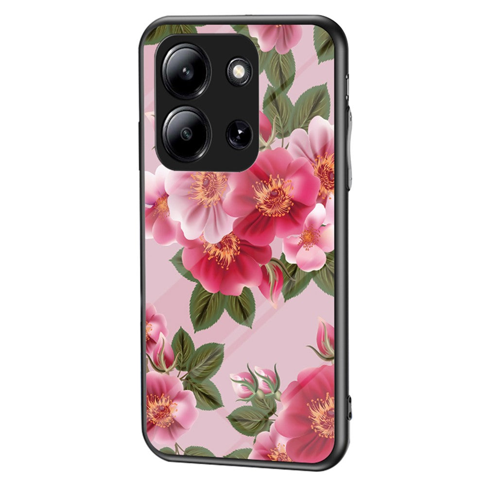 For Xiaomi Redmi 15C 4G (Global) (171mm) / Poco C85 4G (171mm) Case Floral Pattern TPU + Tempered Glass Protective Phone Cover