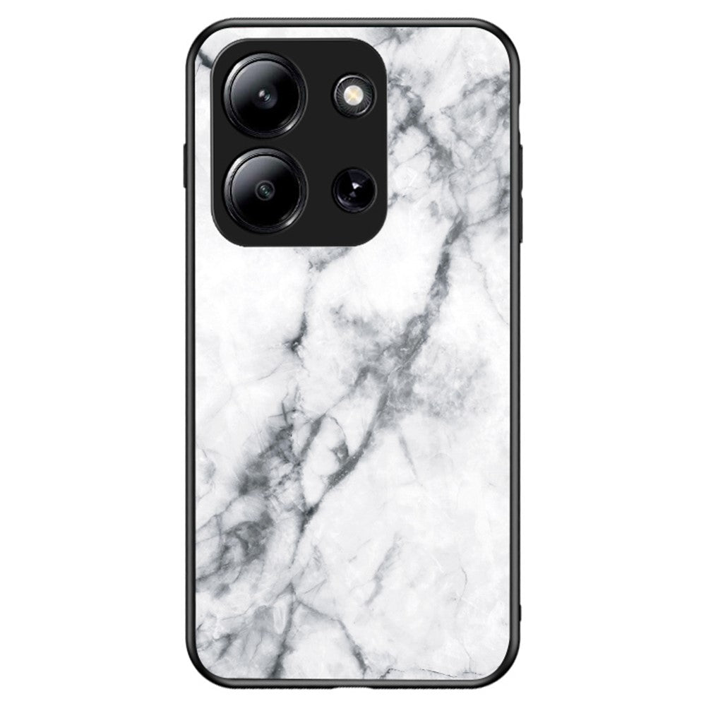 For Xiaomi Redmi 15C 4G (Global) (171mm) / Poco C85 4G (171mm) Case Marble Pattern Tempered Glass + PC + TPU Protective Phone Cover