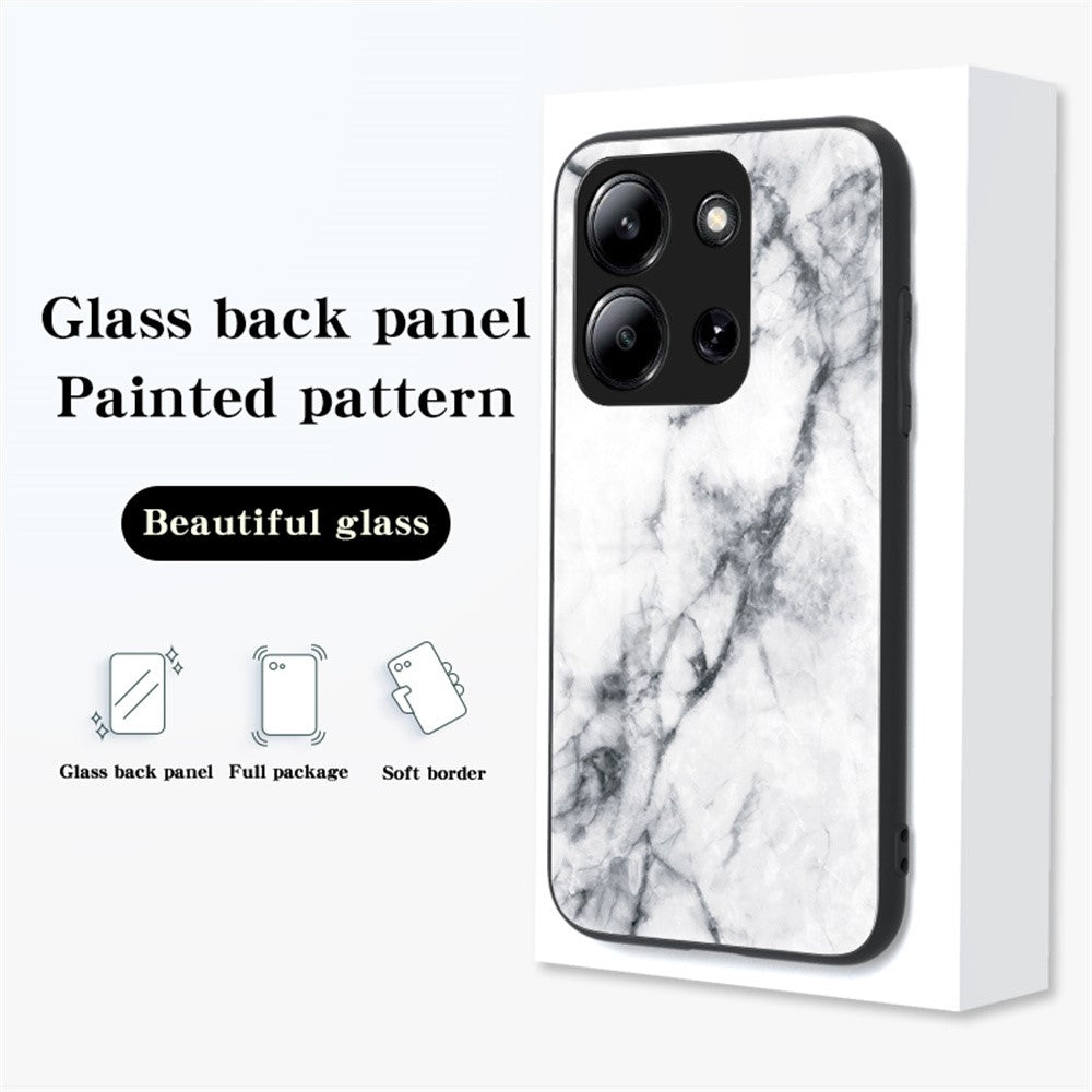 For Xiaomi Redmi 15C 4G (Global) (171mm) / Poco C85 4G (171mm) Case Marble Pattern Tempered Glass + PC + TPU Protective Phone Cover