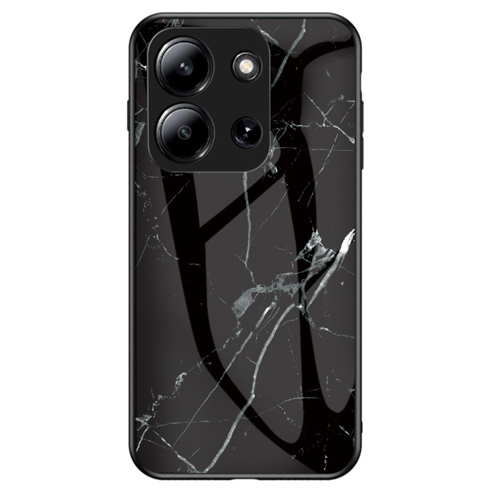 For Xiaomi Redmi 15C 4G (Global) (171mm) / Poco C85 4G (171mm) Case Marble Pattern Tempered Glass + PC + TPU Protective Phone Cover