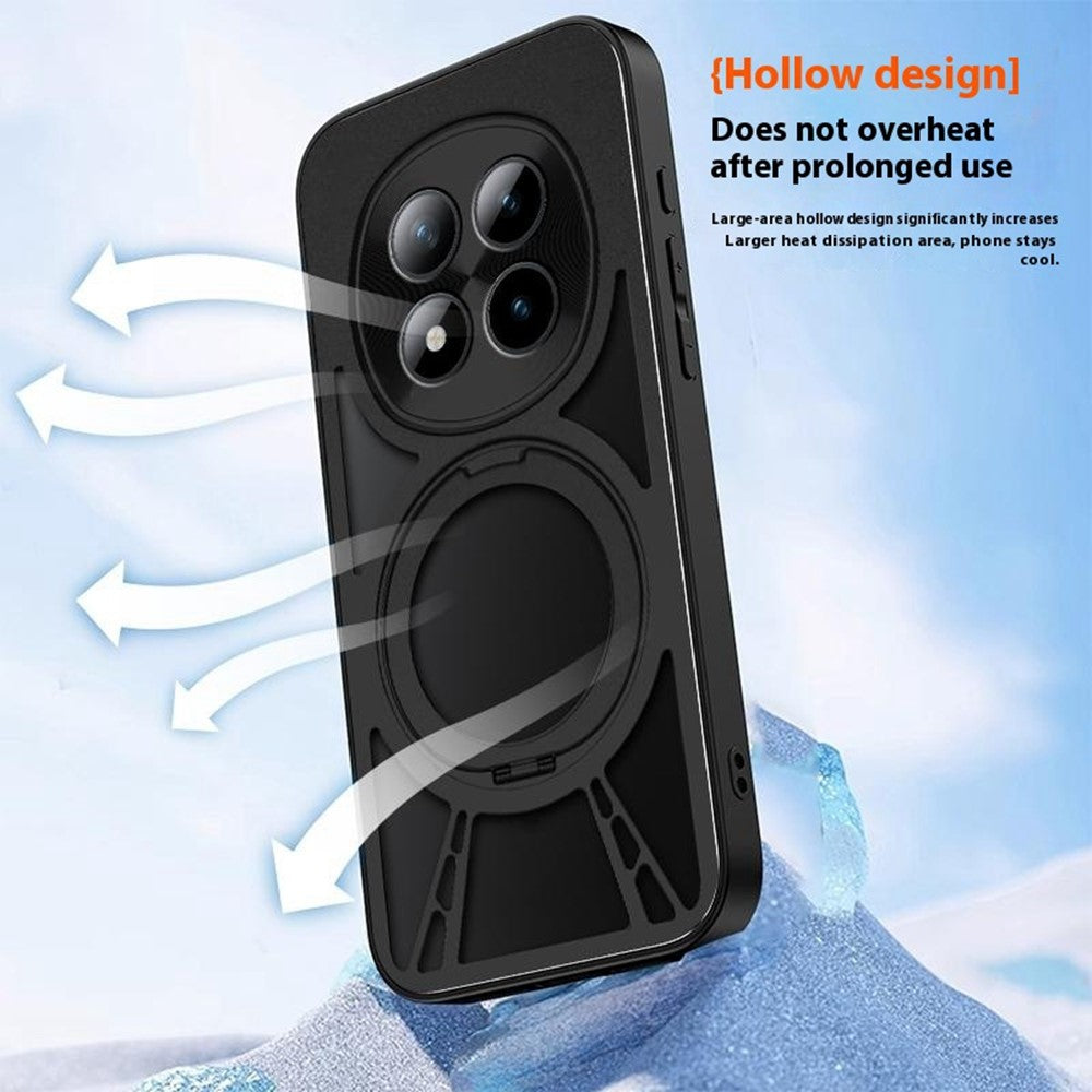 For Xiaomi Poco M8 Pro 5G / Redmi Note 15 Pro+ 5G (Global) Case Magnetic Kickstand Hollow Heat Dissipation Silicone + PC + Metal Bumper Phone Cover