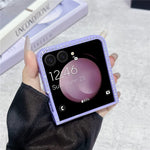 For Samsung Galaxy Z Flip7 5G Case Rhinestone Edge PC + TPU Clear Phone Cover with Glitter Paper