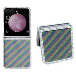 For Samsung Galaxy Z Flip7 5G Case Rhinestone Edge PC + TPU Clear Phone Cover with Glitter Paper
