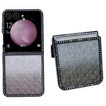 For Samsung Galaxy Z Flip7 5G Case Rhinestone Edge PC + TPU Clear Phone Cover with Glitter Paper