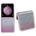 For Samsung Galaxy Z Flip7 5G Case Rhinestone Edge PC + TPU Clear Phone Cover with Glitter Paper