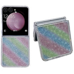 For Samsung Galaxy Z Flip7 5G Case Rhinestone Edge PC + TPU Clear Phone Cover with Glitter Paper