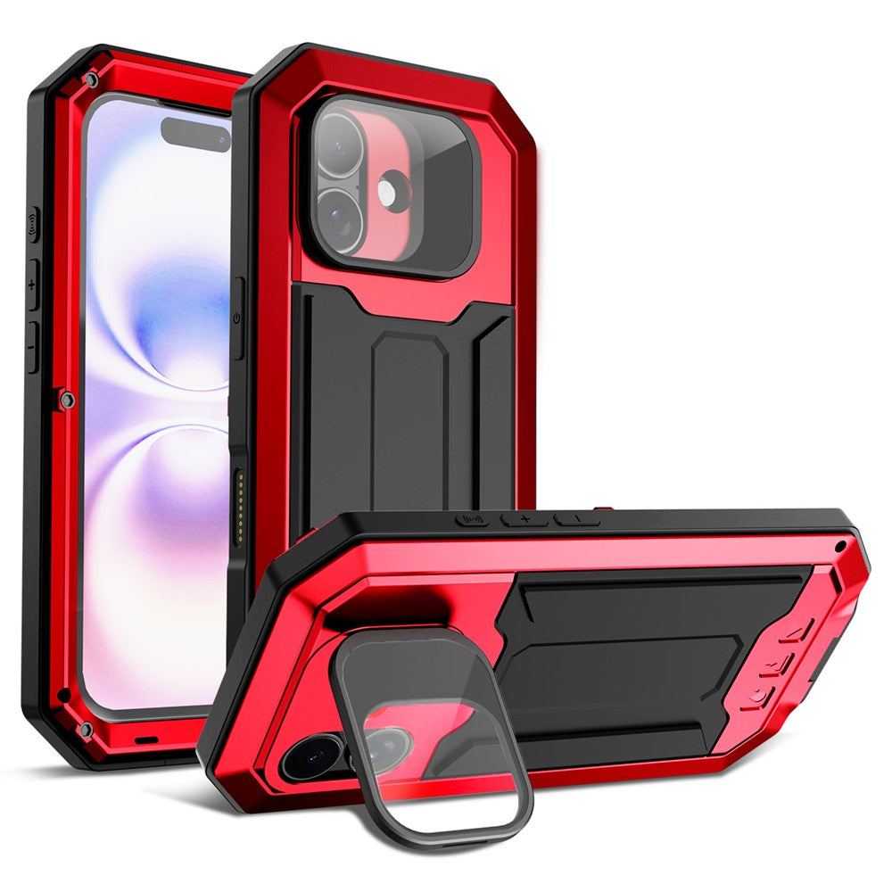 R-JUST til iPhone 17 Cover PC + Silikone + Metal Bagcover med Hærdet Glasfilm