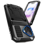 R-JUST til iPhone 17 Cover PC + Silikone + Metal Støttefod Telefoncover med Hærdet Glasfilm