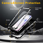 R-JUST til iPhone 17 Cover PC + Silikone + Metal Støttefod Telefoncover med Hærdet Glasfilm