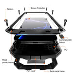 R-JUST For iPhone 18 Pro / 17 Pro Case PC + Silicone + Metal Kickstand Phone Cover with Tempered Glass Film