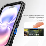 R-JUST til iPhone 17 cover PC + Silikone + Metal Kickstand Telefoncover med skærmbeskyttelsesfilm af hærdet glas