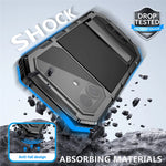 R-JUST til iPhone 17 cover PC + Silikone + Metal Kickstand Telefoncover med skærmbeskyttelsesfilm af hærdet glas