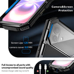 R-JUST til iPhone 17 cover PC + Silikone + Metal Kickstand Telefoncover med skærmbeskyttelsesfilm af hærdet glas