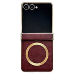 For Samsung Galaxy Z Flip7 5G Magnetic Case Leather + PC Electroplated Folding Phone Cover