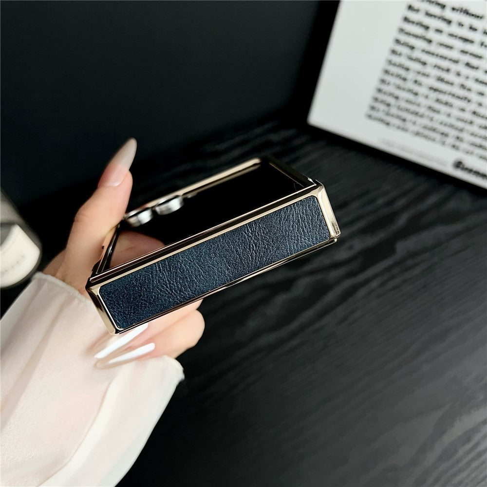 For Samsung Galaxy Z Flip7 5G Magnetic Case Leather + PC Electroplated Folding Phone Cover