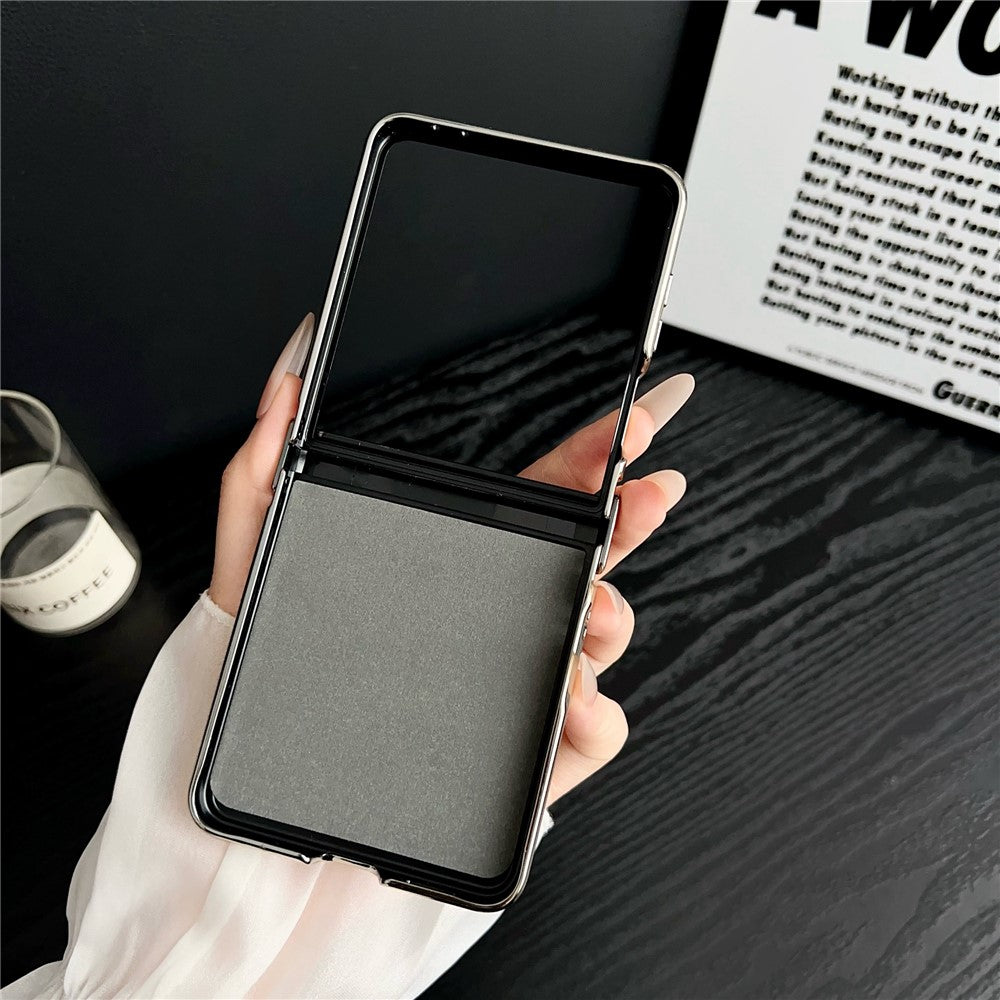 For Samsung Galaxy Z Flip7 5G Magnetic Case Leather + PC Electroplated Folding Phone Cover