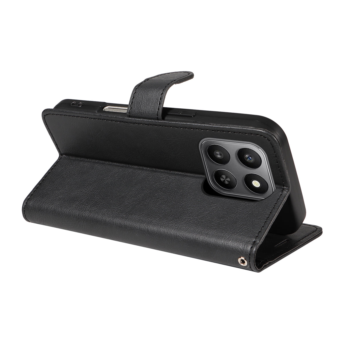 For Honor 400 Smart 4G Leather Wallet Case with Strap Solid Color Phone Stand Cover