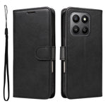 For Honor 400 Smart 4G Leather Wallet Case with Strap Solid Color Phone Stand Cover