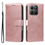 For Honor 400 Smart 4G Leather Wallet Case with Strap Solid Color Phone Stand Cover