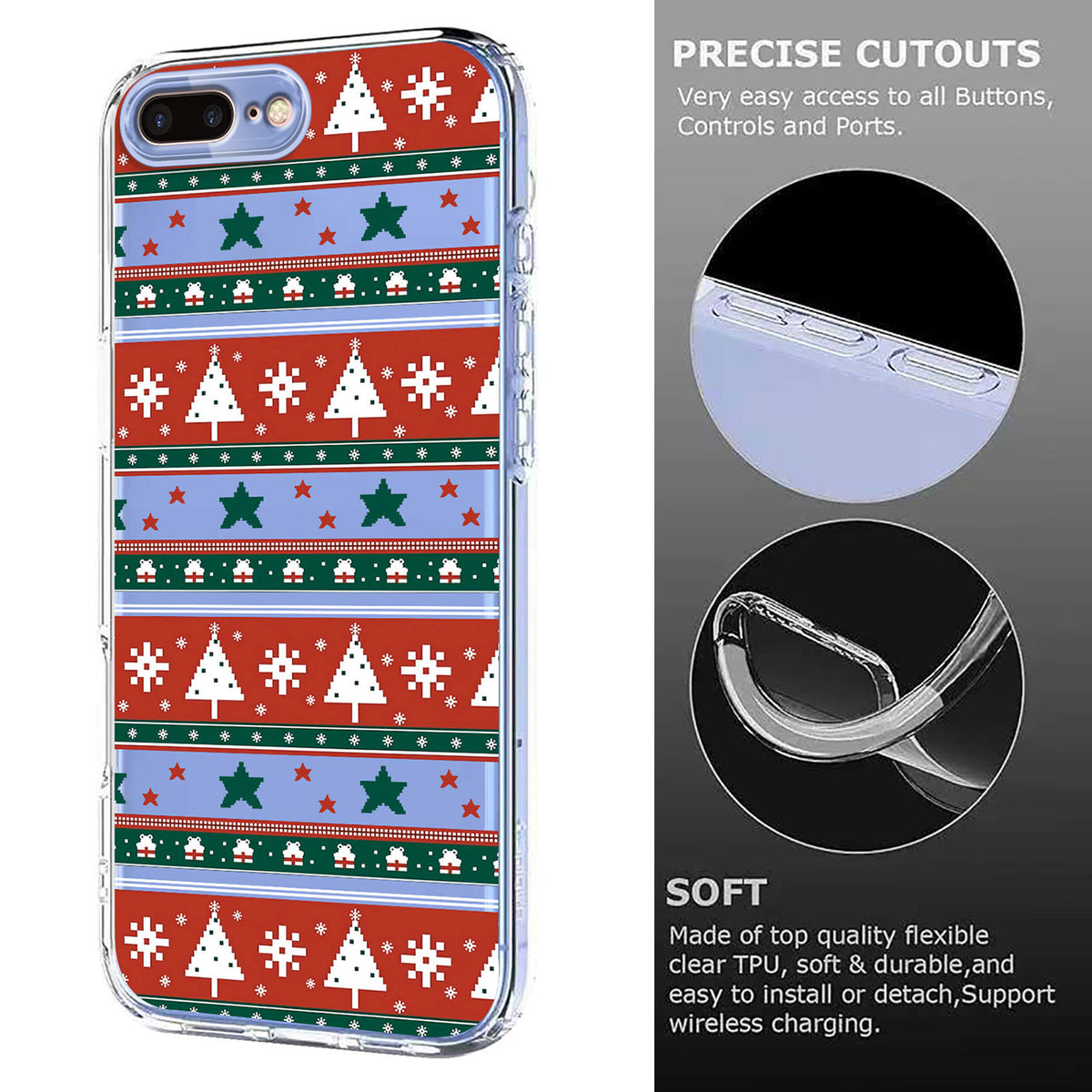 For iPhone 7 Plus 5.5 inch / iPhone 8 Plus 5.5 inch Case Christmas Themed Pattern Printing TPU Phone Back Cover